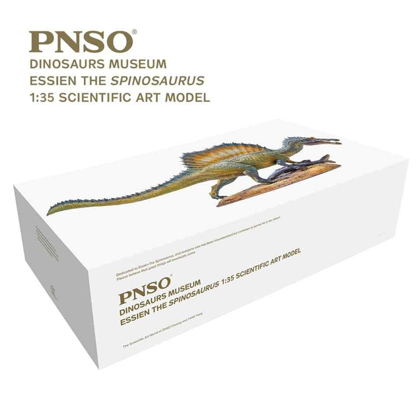 PNSO's Essien the Spinosaurus is a 1:35 Scale Scientific Art Model from Yiniao Sci-Art. Made from solid PVC, this model comes on a realistically detailed sculpted display base featuring a fish prey. Essien is based on current aquatic styled spinosaurus anatomy, has an articulated jaw and impressively sculpted skin detail. The paintwork is beautifully applied with nice colour variation and blending. Comes professionally packaged in a branded box.