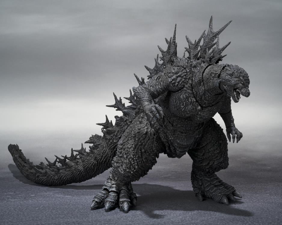 From the smash hit Godzilla Minus One film comes a new entry into the terrifying S.H.MonsterArts line: the King of Monsters himself, Godzilla! Captured from the Minus Color version of the film, this monstrous figure is depicted in traditional black and white coloring, harkening back to the classic Godzilla films. Don't miss out and order your figure today!