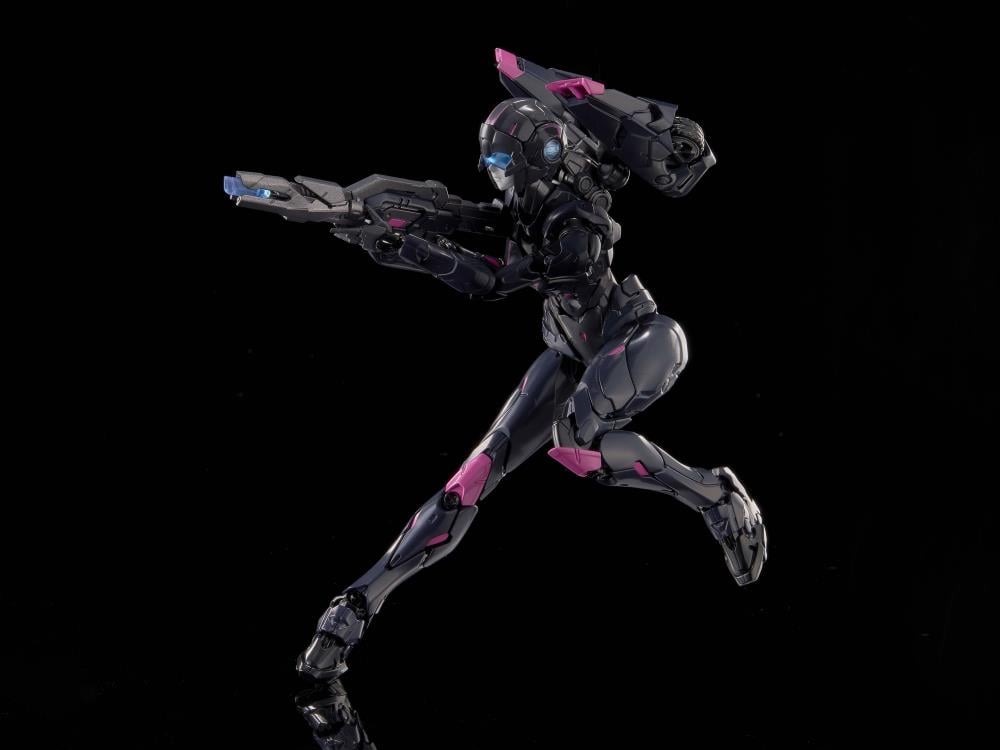 Flame Toys is thrilled to present the latest model kit in the Furai line: Black Arcee! Standing over 6 inches tall once complete, this model kit figure features over 50 points of articulation and includes multiple weapon accessories for some serious firepower! With different injection colors of runner parts and simple assembly design, it is ideal for model kit beginners. Don't miss out on growing your Transformers collection and order your model kit today!
