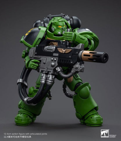 Hailing from a volcanic and unstable world, the Space Marine Chapter of the Salamanders take great care to avoid human casualties during their wars against Chaos. Deeply embedded in the Promeathan Cult, these warriors hone their skills to a lethal edge to protect Humanity. Each figure typically includes interchangeable hands and weapon accessories and stands between 4" and 6" tall. Wielding a deadly flamethrower, Brother T'Kren has a grim satisfaction of leaving purifying flames in his wake.