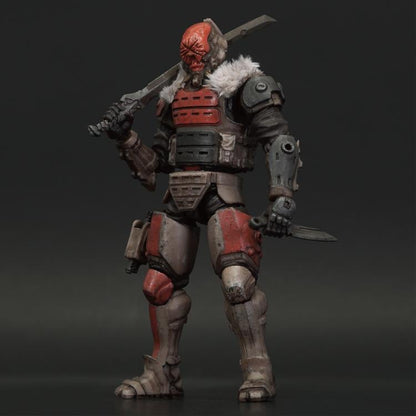 Keiji, known as “Hiodoshi”,  is one of the commanders of the Yamato Special Assault Unit, the Red Crow. Known as a master of the Kobudo one-sword style, he is also a specialist in Yabusame - the art of archery while on horseback - in addition to being a highly skilled pilot of the Winder lightweight Synchro exoArmor. His extensive expertise in various forms of combat has earned him the name Hiodoshi - the Red Devil Samurai.