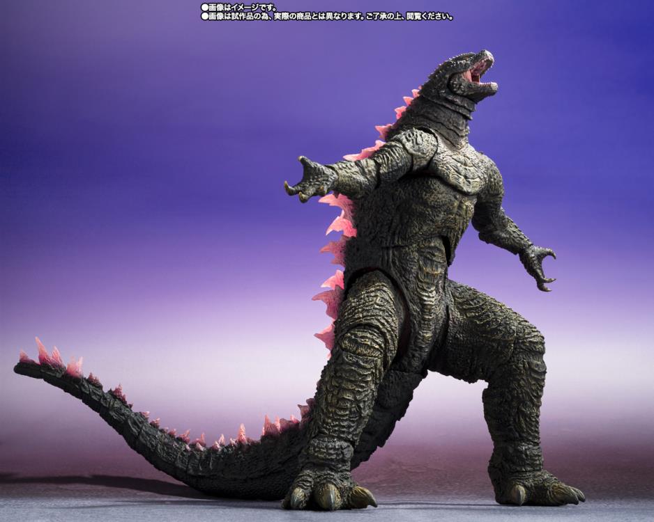 GODZILLA Evolved FROM GODZILLA x KONG: THE NEW EMPIRE joins the S.H.MonsterArts line! The 3D data from the film and the supervision of the producer Yuji Sakai have ensured that this figure will be a complete rendition of the appearance from the film. The wide range of articulation allows for the recreation of scenes from the film. Optional hand parts also allow for various dynamic poses.