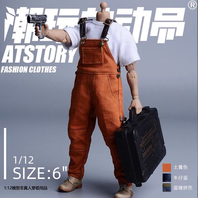 Atstory 1/12 6 inches Figure Clothes Overall Pants