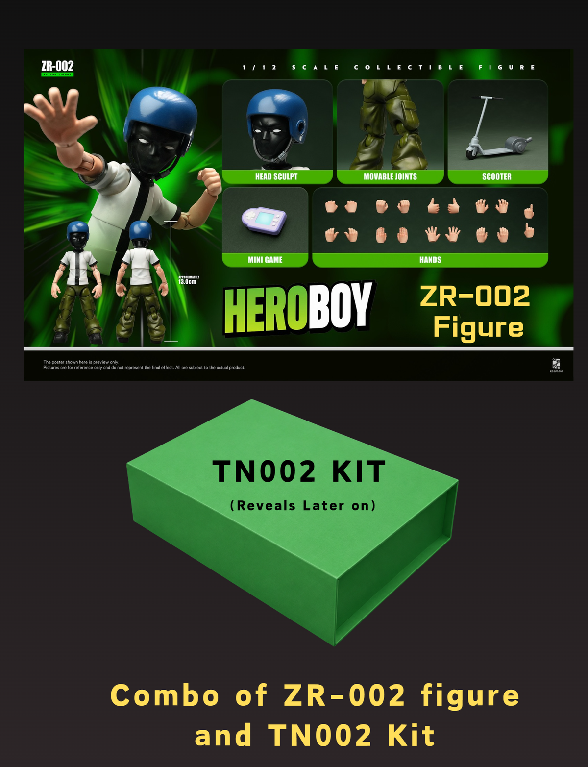 (Preorder) Zoomrig ZR-002 Hero Boy Green Hero & TN-002 Bonus Kit Combo 1/12 13cm action figure
