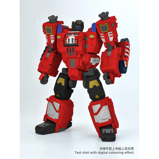 From Fans Hobby comes the Master Builder MB-20 X-Load converting robot. This robot features a red and black color scheme and can convert into a vehicle. This highly detailed X-Load figure is a terrific addition to any collection.