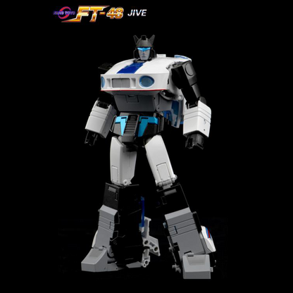 Jive stands just over 6 inches tall in robot mode and converts into a car. Jive features real rubber tires and will make a great addition to your collection. Order yours today!  Other figures shown not included (sold separately)