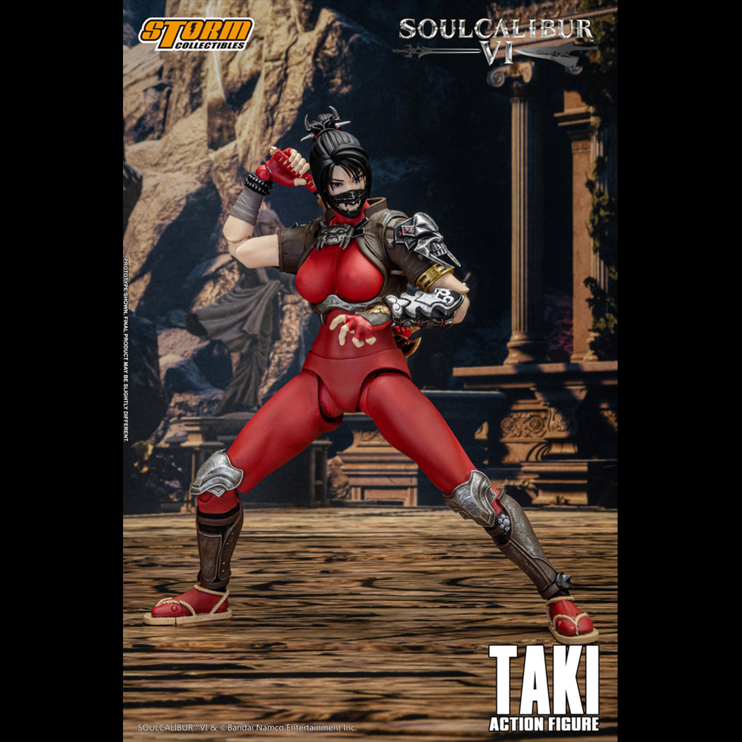 TAKI is a Japanese demon-hunting kunoichi and the greatest warrior of the Fu-Ma ninja clan, who is traveling the world on a quest to destroy the powerful swords knows as Soul Edge, the very weapon whose shared in infused on one of her blades, Mekki-Maru, and by proxy that drove her master Toki to madness. She will also stop at nothing in eliminating those who are connected to the cursed sword, good or evil otherwise, making her a neutral character with predominantly noble, but flawed intentions. 