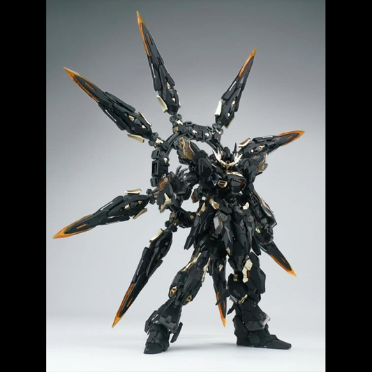 Add to your mecha collection with this Vientiane Fusion Apocalypse Black 1/100 scale model kit! This figure, once assembled, is highly poseable, and comes with a variety of accessories.