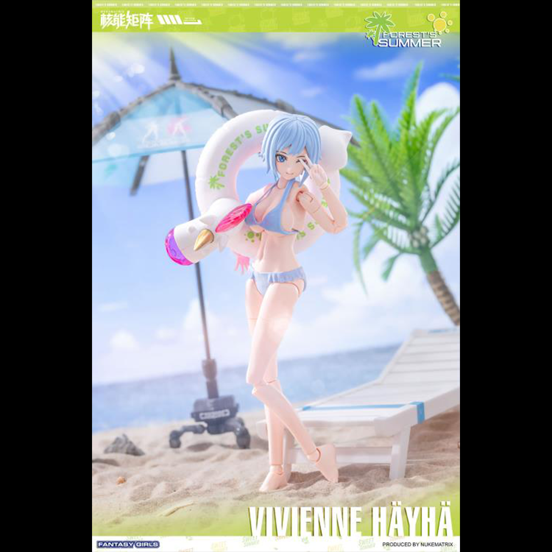Nuke Matrix's new Vivienne Hayha (Summer Shine Ver.) model kit is here!  Full of surprises, Vivienne is waiting for you to go exploring together. With several interchangeable parts and accessories, this figure is fully poseable upon completion of the model kit.