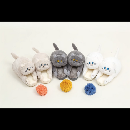 Cute Fashion Plush Cat Winter Home Slippers