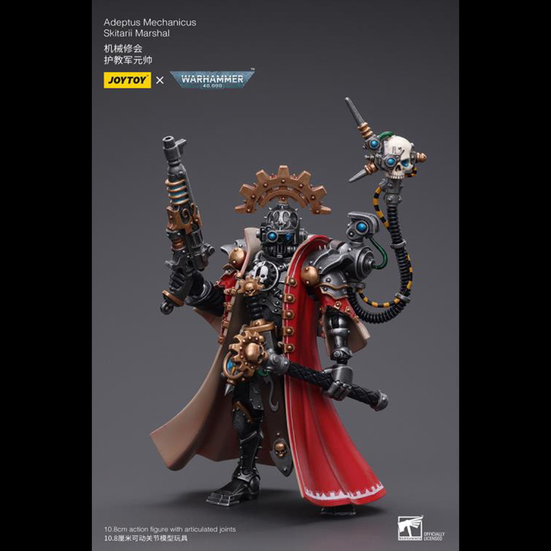 Introducing Joy Toy's Warhammer 40K Adeptus Mechanicus Skitarii Marshal! With this exquisitely crafted collectible, which features the recognizable Skitarii Marshal, you can fully immerse yourself in the historic battles of the Warhammer 40K universe. This action figure, painstakingly created with attention to detail, captures the intense loyalty and unbreakable spirit of the Ultramarines, making it a must-have for collectors and ardent Warhammer 40K enthusiasts alike.