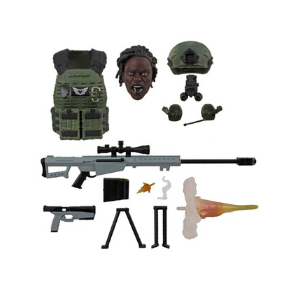 Upgrade your Kill-Switch Action Force figure with this Upgrade Gear Pack. The Kill-Switch Upgrade Gear Pack includes a new head sculpt and several pieces of weaponry. This upgrade pack fits all female Action Force figures.  Kill-Switch action figure not included (sold separately)