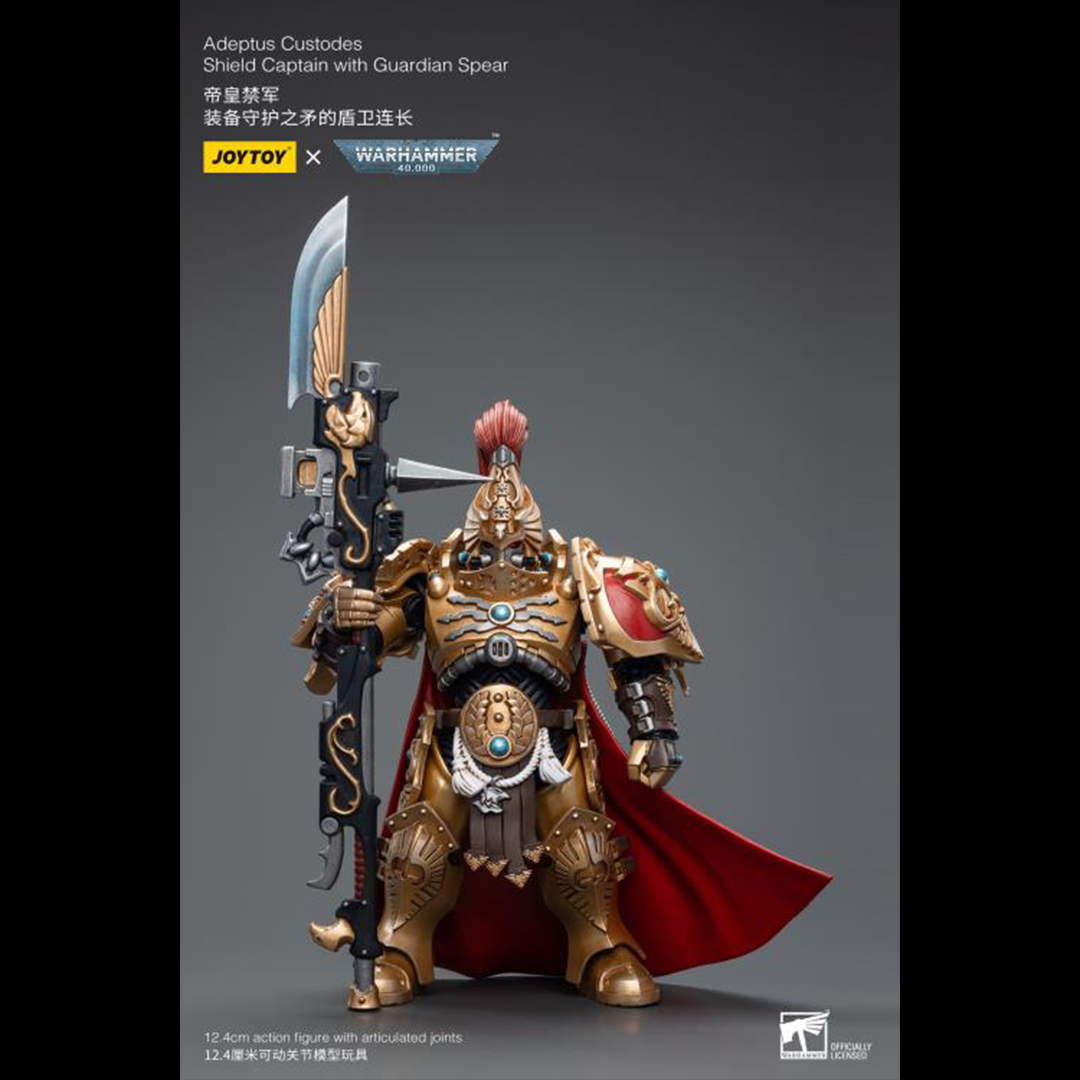 Joy Toy brings the Adeptus Custodes to life with this Warhammer 40K 1/18 scale figure! Clad in golden armor, the Adeptus Custodes chapter of the Space Marines are rumored to have been hand-crafted by the Emperor Himself. Tasked with protecting both the Imperial Palace and the physical body of the Emperor, these bastions of Imperial might are considered the deadliest warriors in the galaxy, human or otherwise.
