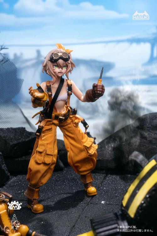 Expand your figure collection with the Pocket Art Series Mechanic Fiona 1/12 scale figure by Hasuki. This highly posable action figure includes additional parts and accessories to create fun poses or scenes with. Mechanic Fiona is seen with baggy orange suspender pants and goggles on her head, along with other attire fitting of this hard working mechanic. Be sure to add Fiona to your collection!