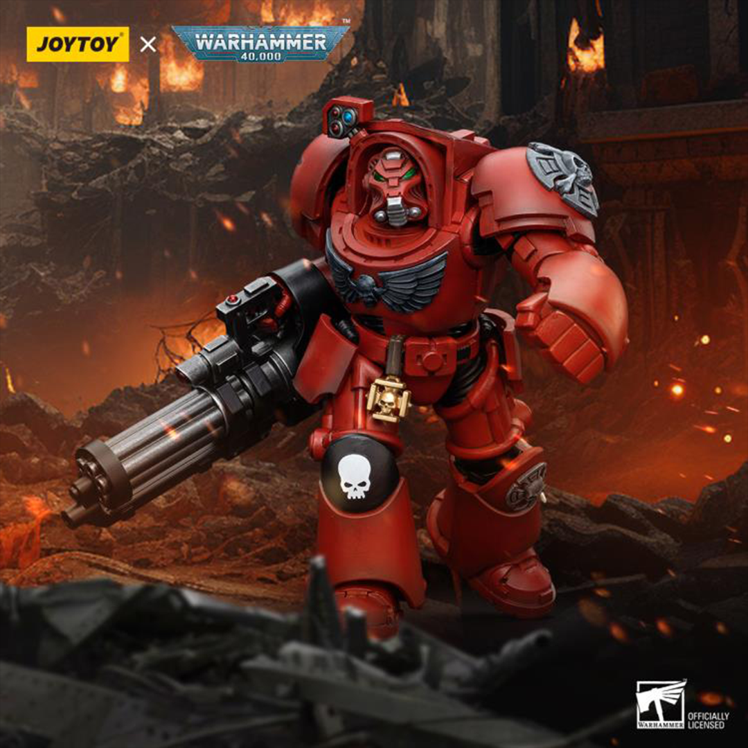 Joy Toy brings the Blood Angels to life with this Warhammer 40K 1/18 scale action figure! Descended from the gene seed of the Primarch Sanguinius, the Blood Angels chapter of the Space Marines are among the most celebrated and loved of the chapters. However, those who join choose a cursed life - destined to one day be driven mad by the Red Thirst and an unending waking nightmare.