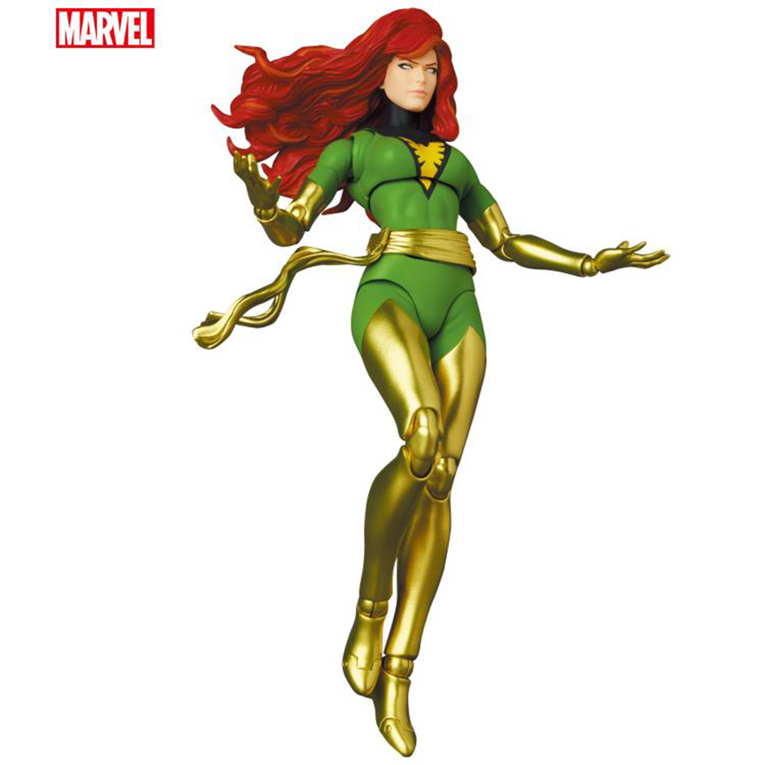 Phoenix, as she appeared in the X-Men comics, leaps into Medicom's MAFEX action figure lineup! This Marvel Phoenix action figure stands about 6 inches tall, and includes 4 different head sculpts and multiple pairs of hands. 