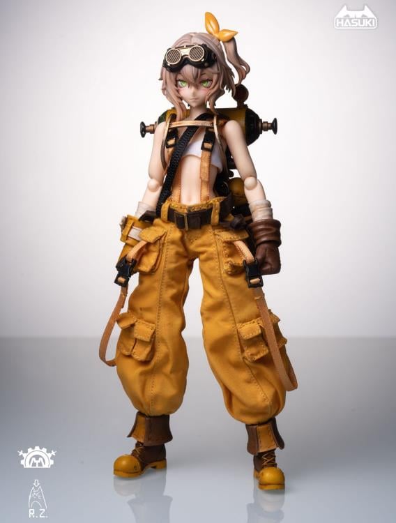 Expand your figure collection with the Pocket Art Series Mechanic Fiona 1/12 scale figure by Hasuki. This highly posable action figure includes additional parts and accessories to create fun poses or scenes with. Mechanic Fiona is seen with baggy orange suspender pants and goggles on her head, along with other attire fitting of this hard working mechanic. Be sure to add Fiona to your collection!