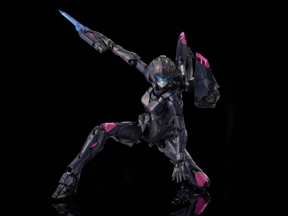 Flame Toys is thrilled to present the latest model kit in the Furai line: Black Arcee! Standing over 6 inches tall once complete, this model kit figure features over 50 points of articulation and includes multiple weapon accessories for some serious firepower! With different injection colors of runner parts and simple assembly design, it is ideal for model kit beginners. Don't miss out on growing your Transformers collection and order your model kit today!