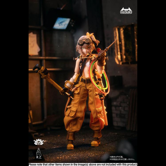 Expand your figure collection with the Pocket Art Series Mechanic Fiona 1/12 scale figure by Hasuki. This highly posable action figure includes additional parts and accessories to create fun poses or scenes with. Mechanic Fiona is seen with baggy orange suspender pants and goggles on her head, along with other attire fitting of this hard working mechanic. Be sure to add Fiona to your collection!