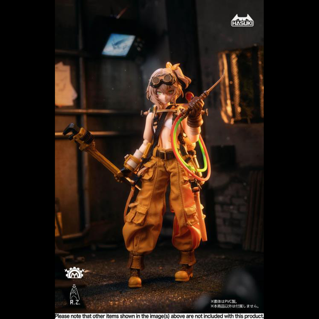 Expand your figure collection with the Pocket Art Series Mechanic Fiona 1/12 scale figure by Hasuki. This highly posable action figure includes additional parts and accessories to create fun poses or scenes with. Mechanic Fiona is seen with baggy orange suspender pants and goggles on her head, along with other attire fitting of this hard working mechanic. Be sure to add Fiona to your collection!