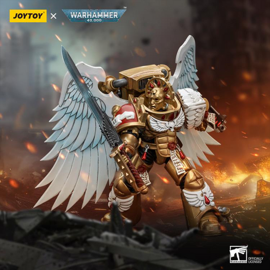 Joy Toy brings the Blood Angels to life with this Warhammer 40K 1/18 scale action figure! Descended from the gene seed of the Primarch Sanguinius, the Blood Angels chapter of the Space Marines are among the most celebrated and loved of the chapters. However, those who join choose a cursed life - destined to one day be driven mad by the Red Thirst and an unending waking nightmare.