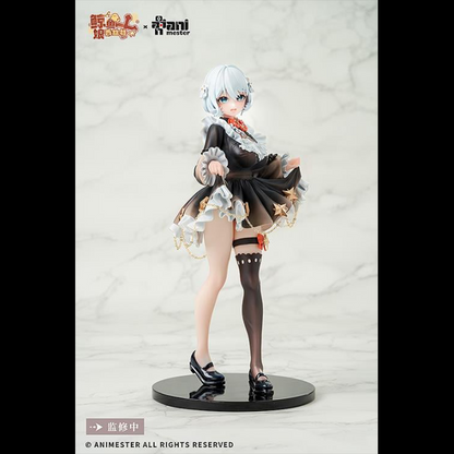 From AniMester comes a 1/7 scale figure of the Virtual Idol Sister (Vocal Ver.). The "Vocal Version" comes with a special base with a voice player built in. Seven different voice clips (recorded in Chinese) are recorded to the base.  With playful short hair, dreamy blue eyes, a sweet lolita skirt and a sexy, curvy physique, this virtual idol is sure to charm! The black silk and garter visible beneath her slightly lifted skirt create an even more eye-catching look! 