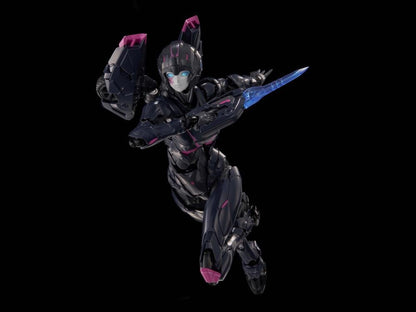 Flame Toys is thrilled to present the latest model kit in the Furai line: Black Arcee! Standing over 6 inches tall once complete, this model kit figure features over 50 points of articulation and includes multiple weapon accessories for some serious firepower! With different injection colors of runner parts and simple assembly design, it is ideal for model kit beginners. Don't miss out on growing your Transformers collection and order your model kit today!