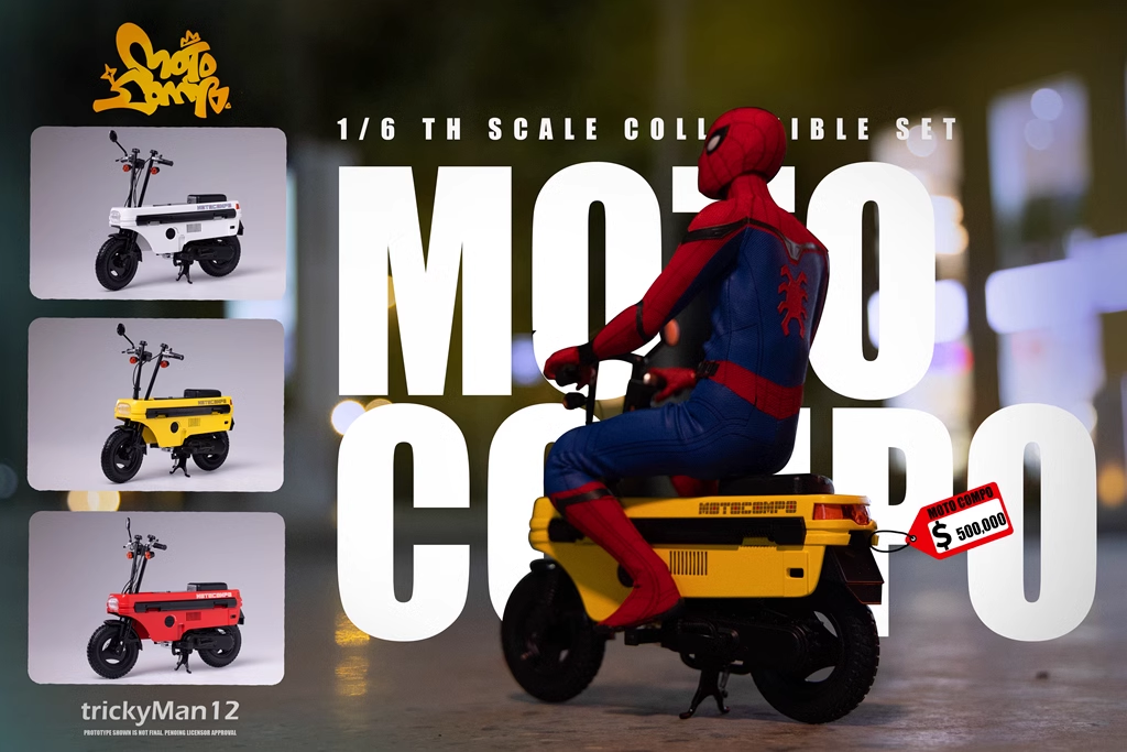 From Trickyman12 comes the 1/6 scale Moto Comp transformable motorcycle. These motorcycles are perfect for letting your figures ride in style and can convert into a more compact form. Make sure to add this motorcycle to your collection!