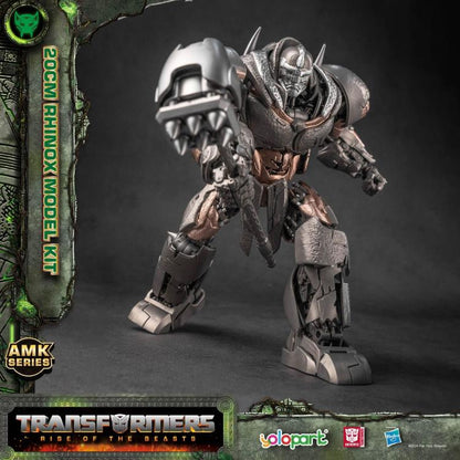 This figure is part of Yolopark’s AMK series line which are easy to assemble action figures. All parts come pre-prainted and pre-assembled, so you just have to connect head, torso, limbs and some extra panels. Once constructed, you end up a highly detailed figure of Rhinox from the upcoming Transformers: Rise of the Beasts movie, standing just under 8 inches tall and packed with premium articulation