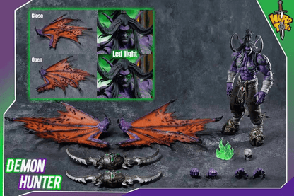 Bring home a 1:10 Demon Hunter Action Figure and bask in the glory of a nearly flawless creation! With its flippable wings and light-up effect in the head sculpt, you'll feel like you've conjured up an actual demon hunter straight from the fiery pits of your imagination. Summon a magnificent hero in 1/10 scale — at approx. 24cm tall, you'll have a legendary figure in your collection!
