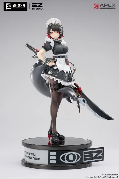 From the popular Zenless Zone Zero video game comes the Ellen Joe 1/7 scale figure by Apex Toys! This impressive figure displays Ellen Joe in her Victoria Housekeeping outfit as she holds her memorable weapon in one hand while in a popular pose. The various details of the character have been captured in 3D figure form, including Ellen's iconic shark tail and love for sweet treats.