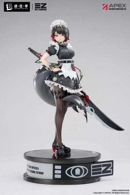 From the popular Zenless Zone Zero video game comes the Ellen Joe 1/7 scale figure by Apex Toys! This impressive figure displays Ellen Joe in her Victoria Housekeeping outfit as she holds her memorable weapon in one hand while in a popular pose. The various details of the character have been captured in 3D figure form, including Ellen's iconic shark tail and love for sweet treats.