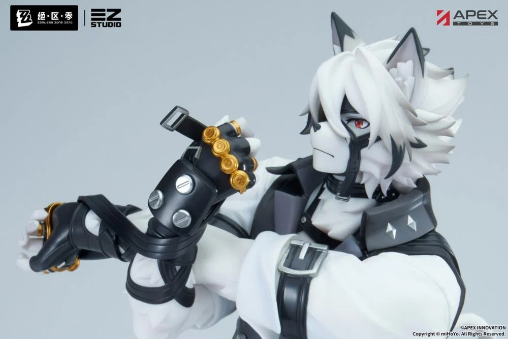 Based on the popular Zenless Zone Zero video game comes the Von Lycaon 1/7 scale figure by Apex Toys! This figure stands an impressive 13 inches in height as it displays Von Lycaon in a popular pose while standing on a themed base. This Victoria Housekeeping member has been brought to life in 3D figure form, with special effort paid to capture the various details of the character's wolf-like aspects and mechanical legs.