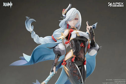 From the popular Genshin Impact video game comes the Shenhe (Lonesome Transcendance Ver.) 1/7 scale figure by Apex Toys! Shenhe is displayed in her memorable outfit from the game while standing on a rock base as she holds her signature weapon Calamity Queller in an iconic pose. This figure is just under 12 inches in height and is intricately detailed to capture the various elements of the character from the game in figure form!