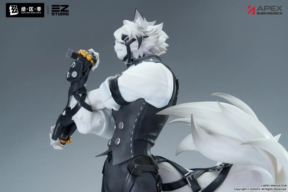 Based on the popular Zenless Zone Zero video game comes the Von Lycaon 1/7 scale figure by Apex Toys! This figure stands an impressive 13 inches in height as it displays Von Lycaon in a popular pose while standing on a themed base. This Victoria Housekeeping member has been brought to life in 3D figure form, with special effort paid to capture the various details of the character's wolf-like aspects and mechanical legs.