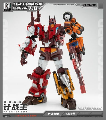 Expand your collection with the Tactic Lord (Triple Changer) Combiner set of 5 action figures by Craftsman Toys! This set includes Steel Drill, Burst Gallop, Light Strike, Jette, and Caro figures that can be combined to form Tactic Lord (Triple Changer). Once combined, this figure stands a little under 10 inches in height and features multiple points of articulation for creating the perfect pose. Be sure to add it to your collection!