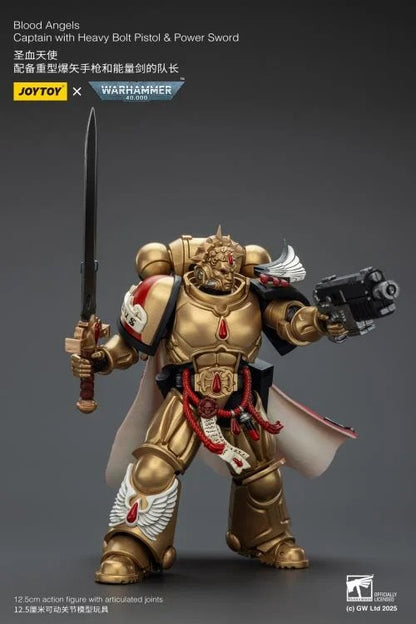 Lead the charge with the JoyToy Warhammer 40k Blood Angels Captain, armed with a Heavy Bolt Pistol and a gleaming Power Sword. This 1/18 scale figure captures the valor, discipline, and striking detail of the Blood Angels Chapter, perfect for collectors and fans of the Imperium’s finest.