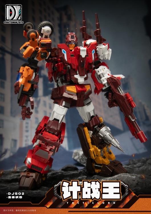 Expand your collection with the Tactic Lord (Triple Changer) Combiner set of 5 action figures by Craftsman Toys! This set includes Steel Drill, Burst Gallop, Light Strike, Jette, and Caro figures that can be combined to form Tactic Lord (Triple Changer). Once combined, this figure stands a little under 10 inches in height and features multiple points of articulation for creating the perfect pose. Be sure to add it to your collection!