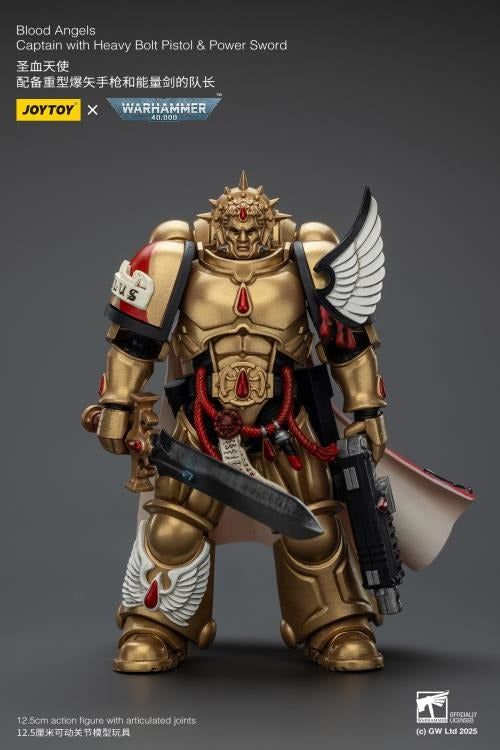 Lead the charge with the JoyToy Warhammer 40k Blood Angels Captain, armed with a Heavy Bolt Pistol and a gleaming Power Sword. This 1/18 scale figure captures the valor, discipline, and striking detail of the Blood Angels Chapter, perfect for collectors and fans of the Imperium’s finest.