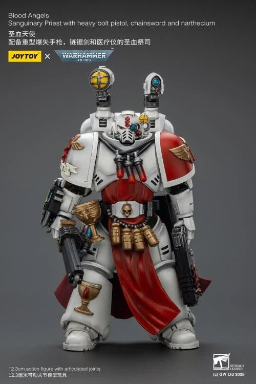 Bring valor and healing to the front lines with the JoyToy Warhammer 40k Blood Angels Sanguinary Priest. Equipped with a Heavy Bolt Pistol, Chainsword, and signature Narthecium, this 1/18 scale figure blends battlefield ferocity with the noble duty of preserving the Chapter’s legacy. A must-have for Blood Angels collectors and fans of the Imperium.