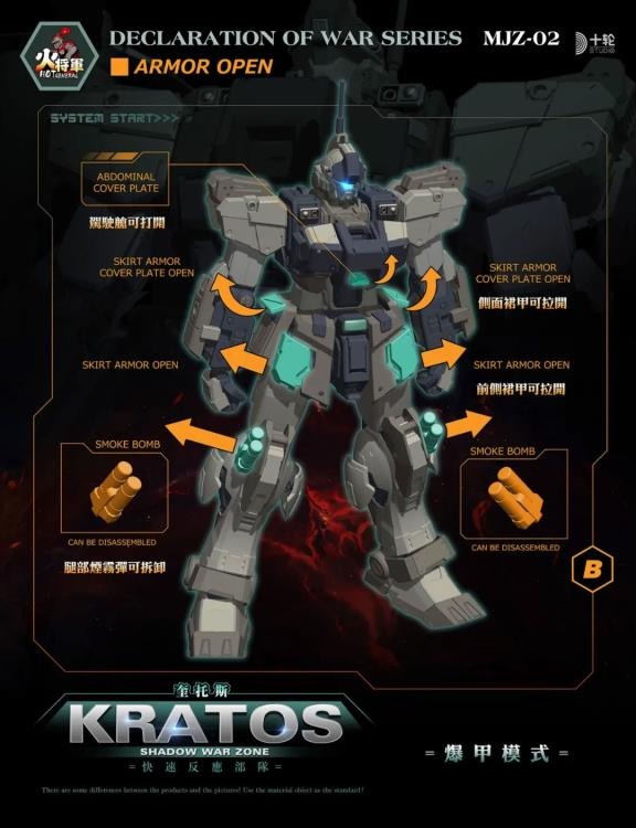 Reinforcements are on the way! Hot General is proud to present a new entry in their dynamic mecha line of figures: Shadow War Zone! It features premium detail and articulation and includes several weapons and accessories for a wide variety of display options. Don't miss out on this awesome figure and order yours today!