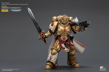Lead the charge with the JoyToy Warhammer 40k Blood Angels Captain, armed with a Heavy Bolt Pistol and a gleaming Power Sword. This 1/18 scale figure captures the valor, discipline, and striking detail of the Blood Angels Chapter, perfect for collectors and fans of the Imperium’s finest.