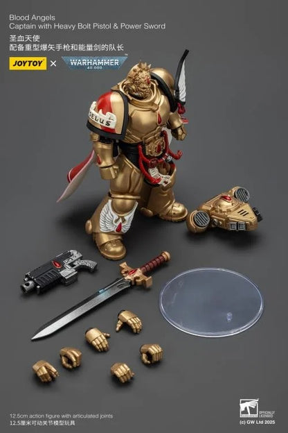 Lead the charge with the JoyToy Warhammer 40k Blood Angels Captain, armed with a Heavy Bolt Pistol and a gleaming Power Sword. This 1/18 scale figure captures the valor, discipline, and striking detail of the Blood Angels Chapter, perfect for collectors and fans of the Imperium’s finest.