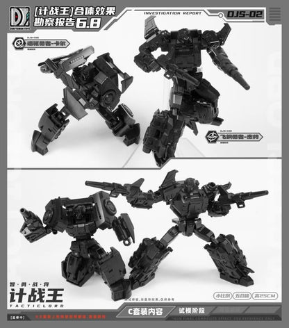 Expand your collection with the Tactic Lord (Triple Changer) Combiner set of 5 action figures by Craftsman Toys! This set includes Steel Drill, Burst Gallop, Light Strike, Jette, and Caro figures that can be combined to form Tactic Lord (Triple Changer). Once combined, this figure stands a little under 10 inches in height and features multiple points of articulation for creating the perfect pose. Be sure to add it to your collection!
