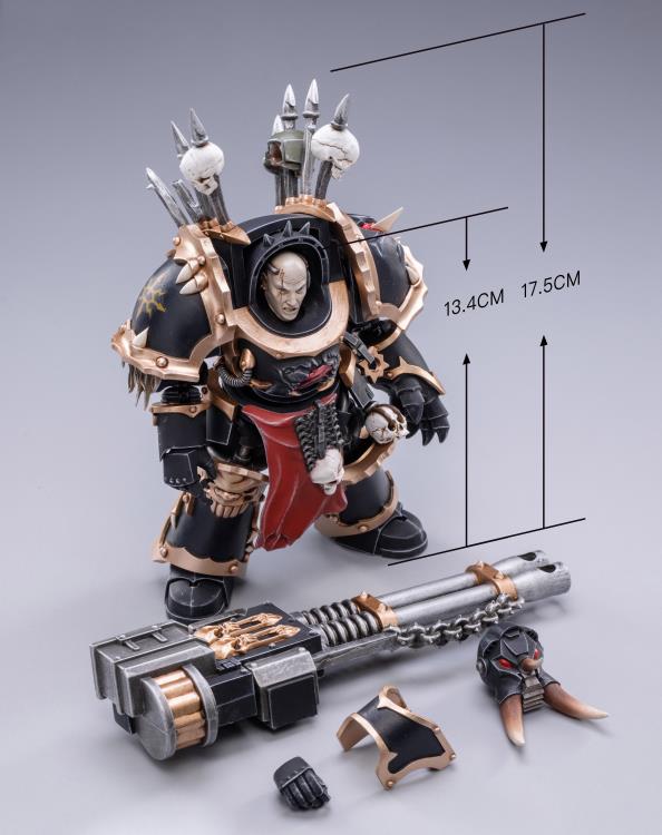 Joy Toy brings the Black Legion Chaos Space Marines to life with this 1/18 scale figure. The Black Legion is a Traitor Legion of Chaos Space Marines that is the first in infamy, if not in treachery, whose name resounds as a curse throughout the scattered and war-torn realms of Humanity. Recreate the most important battles with this highly detailed and articulated intimidating horned space marine figure.