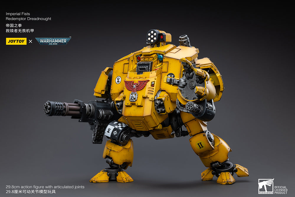Joy Toy Warhammer 40K Imperial Fists Redemptor Dreadnought 1/18 Scale Figure. Redemptor dreadnoughts are more advanced than other dreadnoughts, using more powerful technology. JoyToy More powerful and more agile than the average dreadnought, these creations can change the tide of battle as soon as they're deployed. 