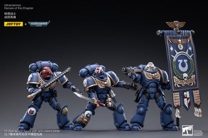The most elite of the Space Marine Chapters in the Imperium of Man, Joy Toy brings the Ultramarines from Warhammer 40k to life with this new series of 1/18 scale figures. Each JoyToy figure includes interchangeable hands and weapon accessories and stands between 4″ and 6″ tall.