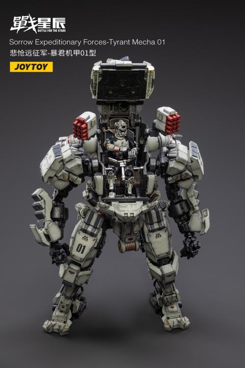 Joy Toy's military vehicle series continues with the Tyrant Mecha 01 and pilot figures! JoyToy 1/18 scale articulated military mech and pilot features intricate details on a small scale and comes with equally-sized weapons and accessories.