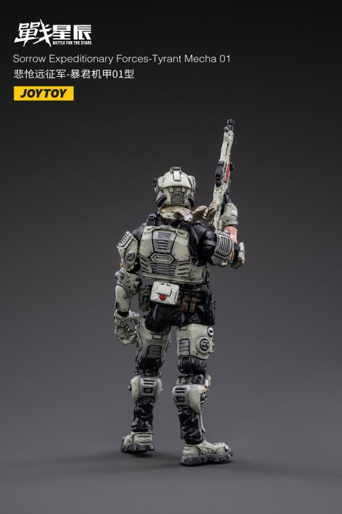 Joy Toy's military vehicle series continues with the Tyrant Mecha 01 and pilot figures! JoyToy 1/18 scale articulated military mech and pilot features intricate details on a small scale and comes with equally-sized weapons and accessories.