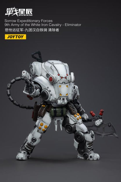 Joy Toy Battle for the Stars Sorrow Expeditionary Forces Iron Cavalry action figure is incredibly detailed in 1/18 scale. JoyToy figure is highly articulated and includes weapon accessories as well as interchangeable hands.